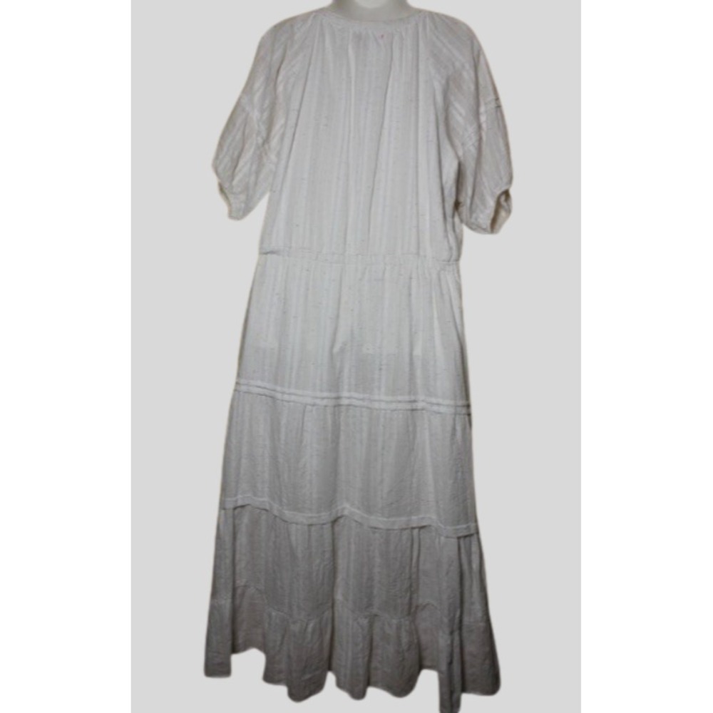 Betsey Johnson Spectator White Confetti Maxi Dress Breathable Cotton Lined SZ Lg - Picture 4 of 8
